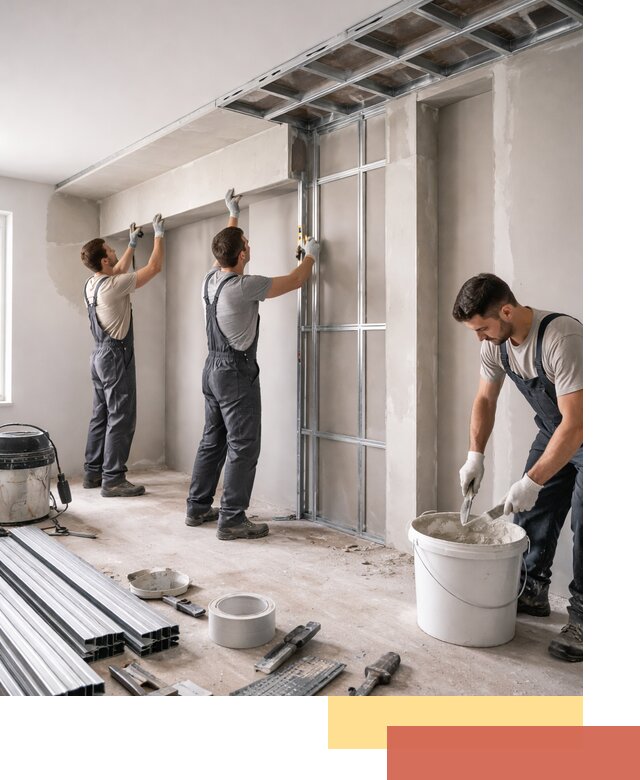 Монтаж потолка из гипсокартона с нишей в Казани