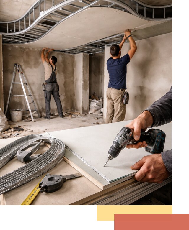 Криволинейный потолок из гипсокартона в Казани — монтаж и отделка