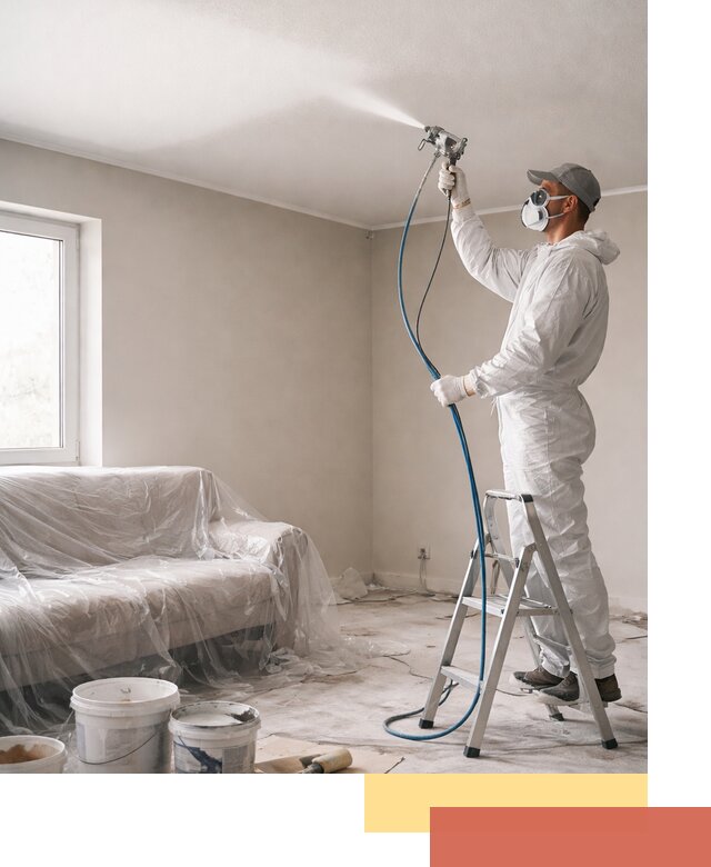 Покраска потолка краскопультом в Казани быстро и качественно