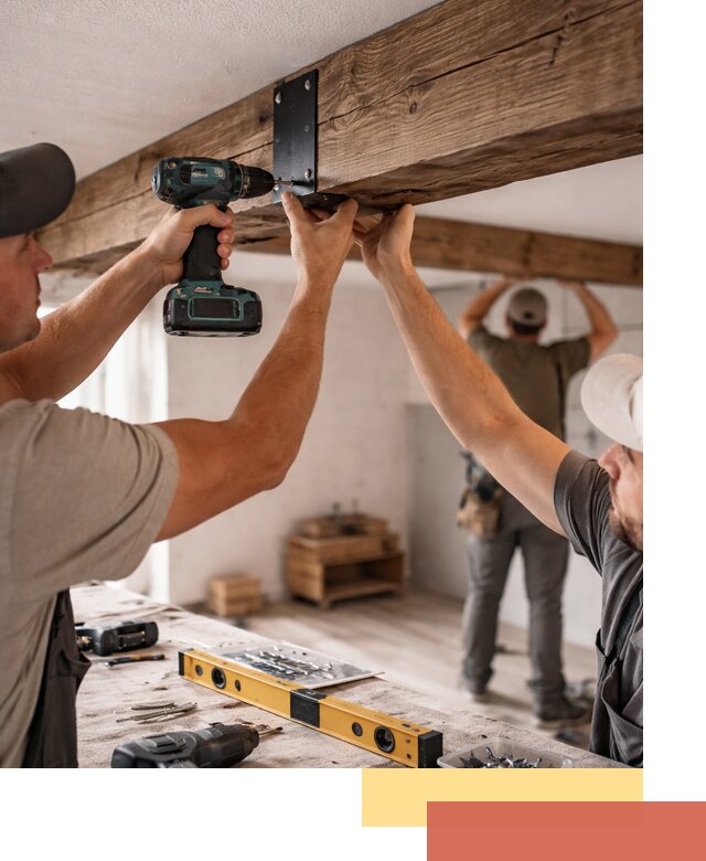 Монтаж декоративных потолочных балок в Казани